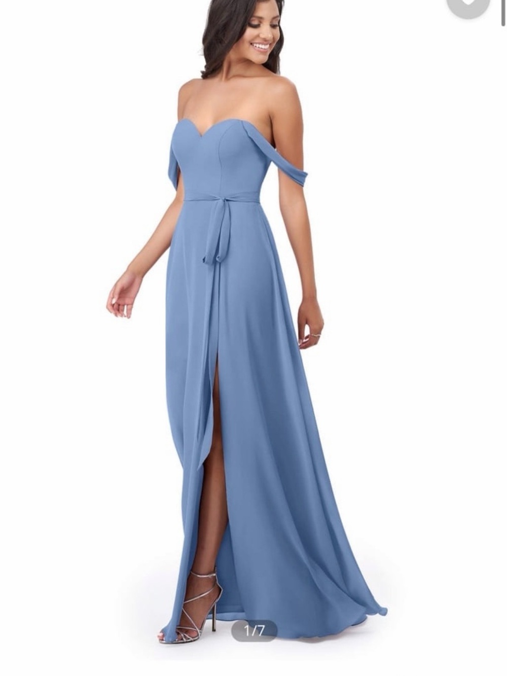 Azazie Aaron Steel Blue Dress